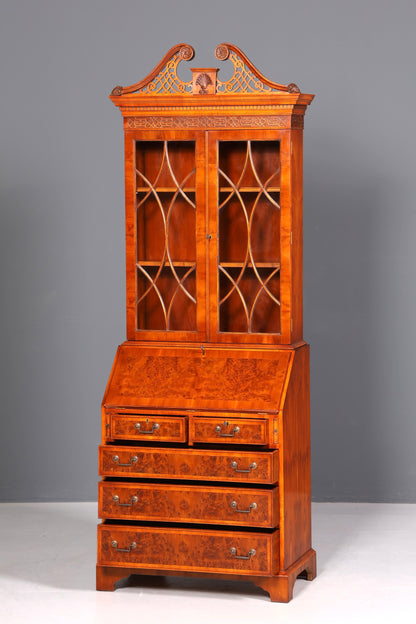 Stilvoller Englischer Sekretär Original Wade Büro Aufsatzsekretär Antik 60s Vitrinen Schrank UK