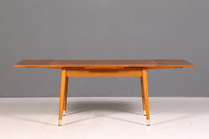 Magnifique table de cuisine du milieu du siècle, table vintage extensible et réglable en hauteur, table à manger en bois des années 60