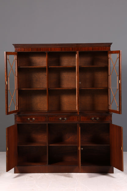 Wunderschöne Englische Vitrine Mahagoni Bibliothek Bücherschrank Buffet Schrank 60er Glasvitrine Vintage