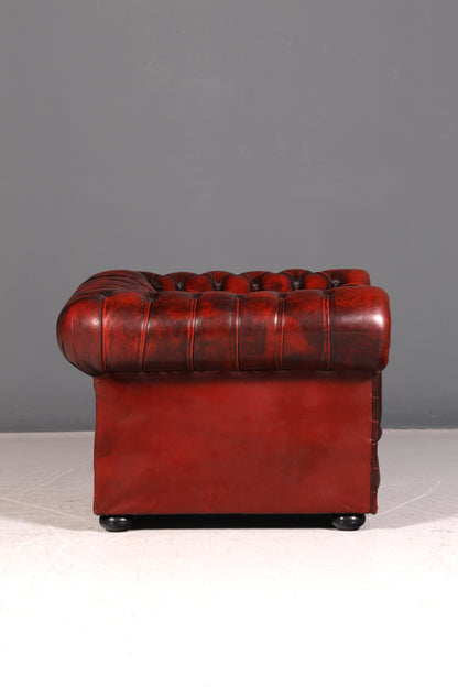 Stylish Original Chesterfield Armchair Oxblood Genuine Leather English Armchair Gentleman&