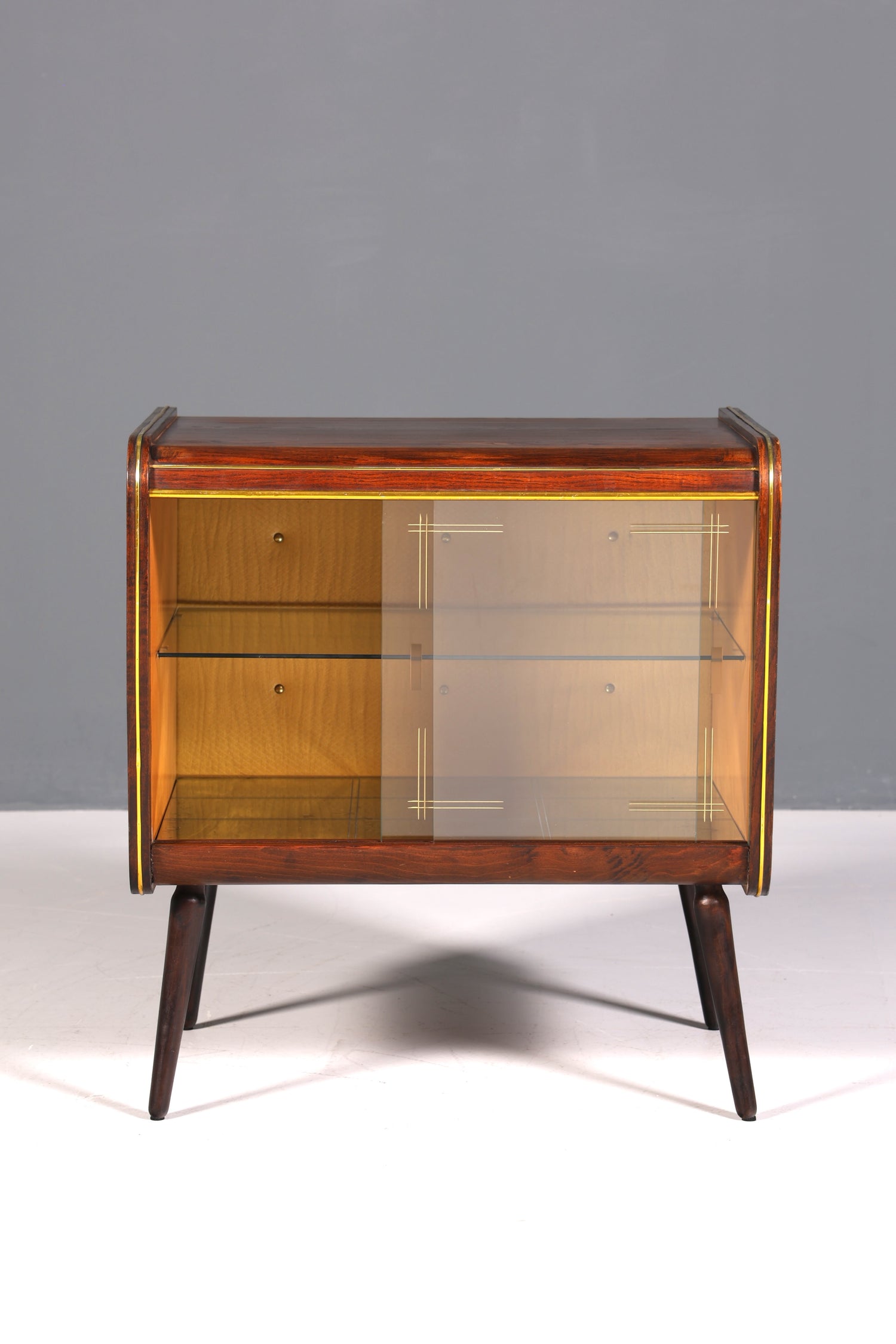 Wunderschöne Mid Century Vitrine Retro Bar Schrank Vintage Schiebetür 60s