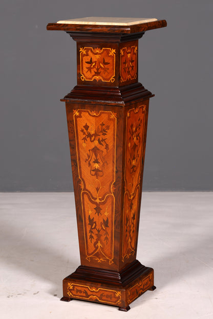Colonne de style baroque de rêve Louis XV, colonne porte-fleurs en pierre naturelle avec tablette en marbre