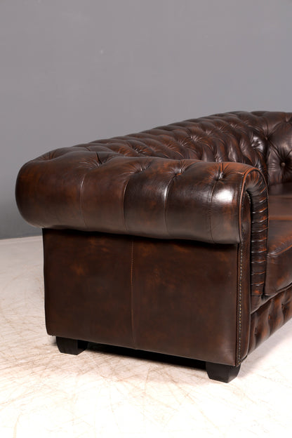 Wunderschönes Original Chesterfield Sofa 3-Sitzer echt Leder Couch Englisch Polstersofa Ledersofa