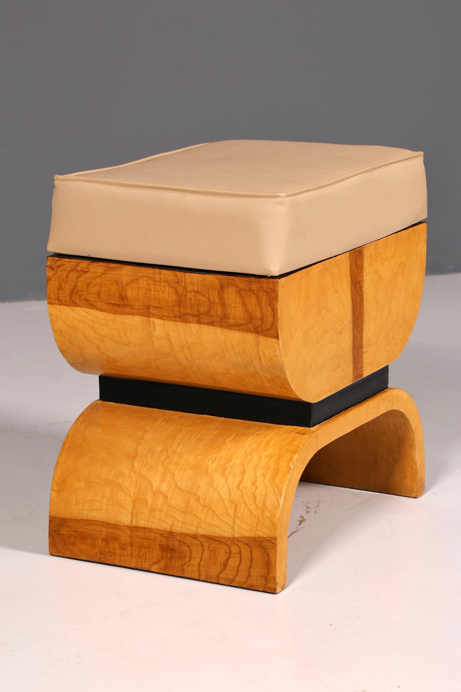 Magnifique tabouret de style Art déco en bouleau, tabouret d’assise, repose-pieds, banc repose-pieds, antique vintage