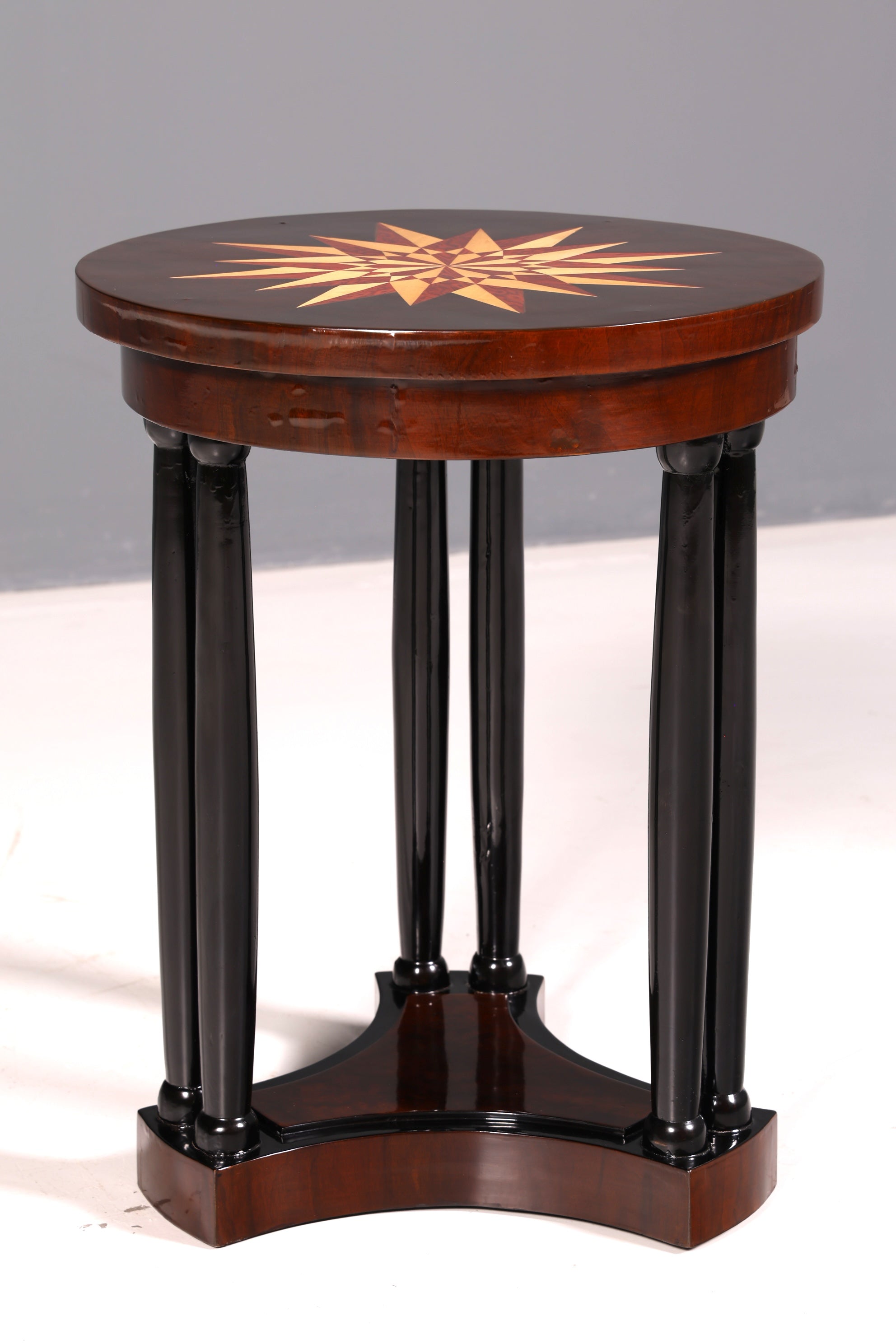 Wunderschöner Art Deco Stil Tisch Luxus Couchtisch Ablagetisch Beistelltisch Rund Echt Holz Vintage