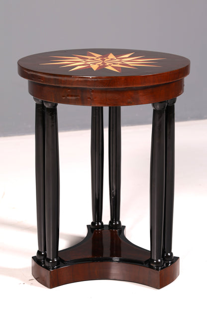Wunderschöner Art Deco Stil Tisch Luxus Couchtisch Ablagetisch Beistelltisch Rund Echt Holz Vintage