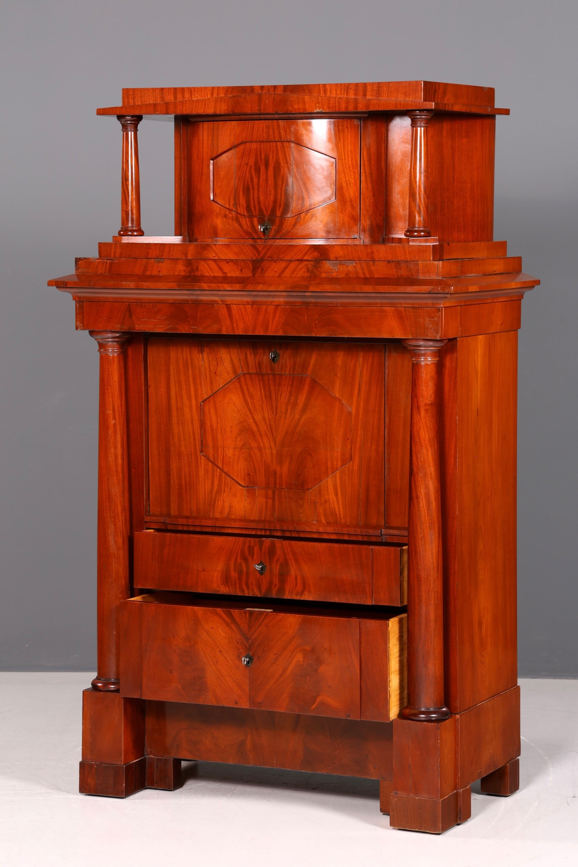 Wunderschöner Original Biedermeier Sekretär um 1860 Kommode Antik Bürokommode Englisch Säulen