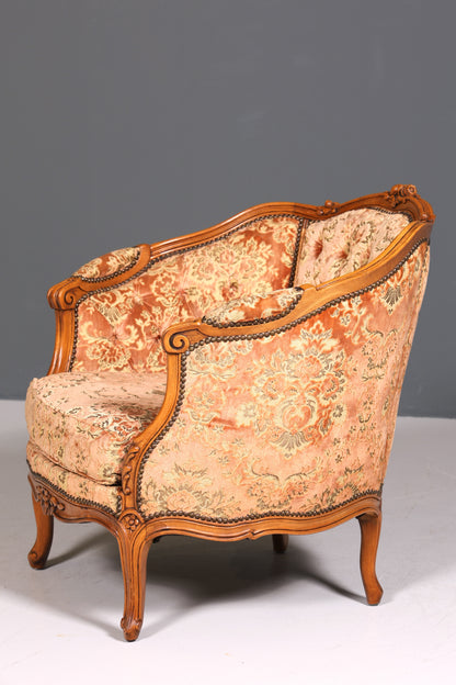 Wunderschöner Chippendale Armlehnsessel Barock Stil Sessel Armchair Samt Stoff Rococo Stil Sessel 2 von 2
