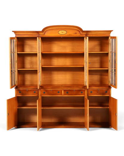 Hauptstadt Möblerei englische Vitrine aus Eibenholz mit Glasfronten, Schubladen und Intarsien im antiken Stil
