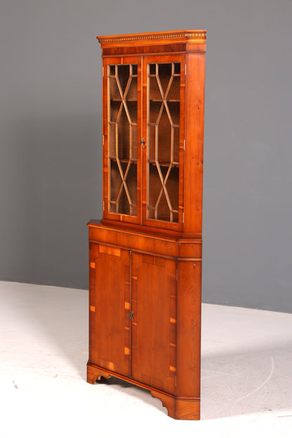 Wunderschöne Englische Eckvitrine 60s Echt Holz Schrank Eckschrank Glasvitrine Vitrine Vintage