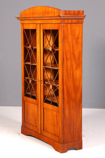 Beeindruckende Biedermeier Vitrine Glasvitrine Bücherschrank Bibliothek Art Deco Bücherregal Antik Massivholz