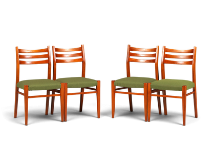 4x Mid Century Teak Holz Stühle Made in Denmark Retro Stuhlset Danish Design Vintage Küchenstühle