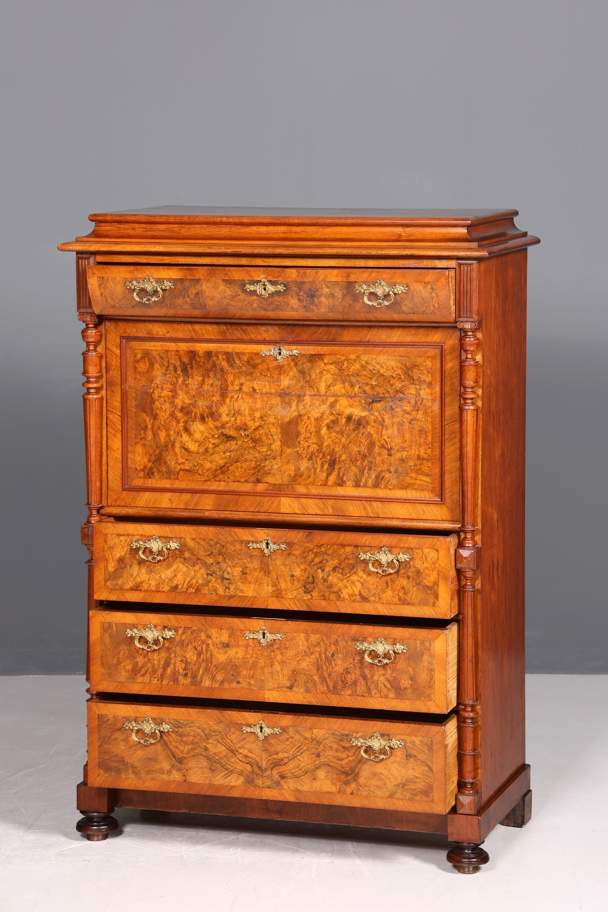 Beau secrétaire Gründerzeit, buffet haut vertiko, commode Louis Philippe, vers 1880