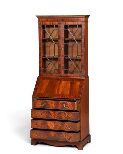 F973 Finish cm Wunderschöner Englischer Sekretär Büro Aufsatzsekretär Antik 60S Vitrinen Schrank UK