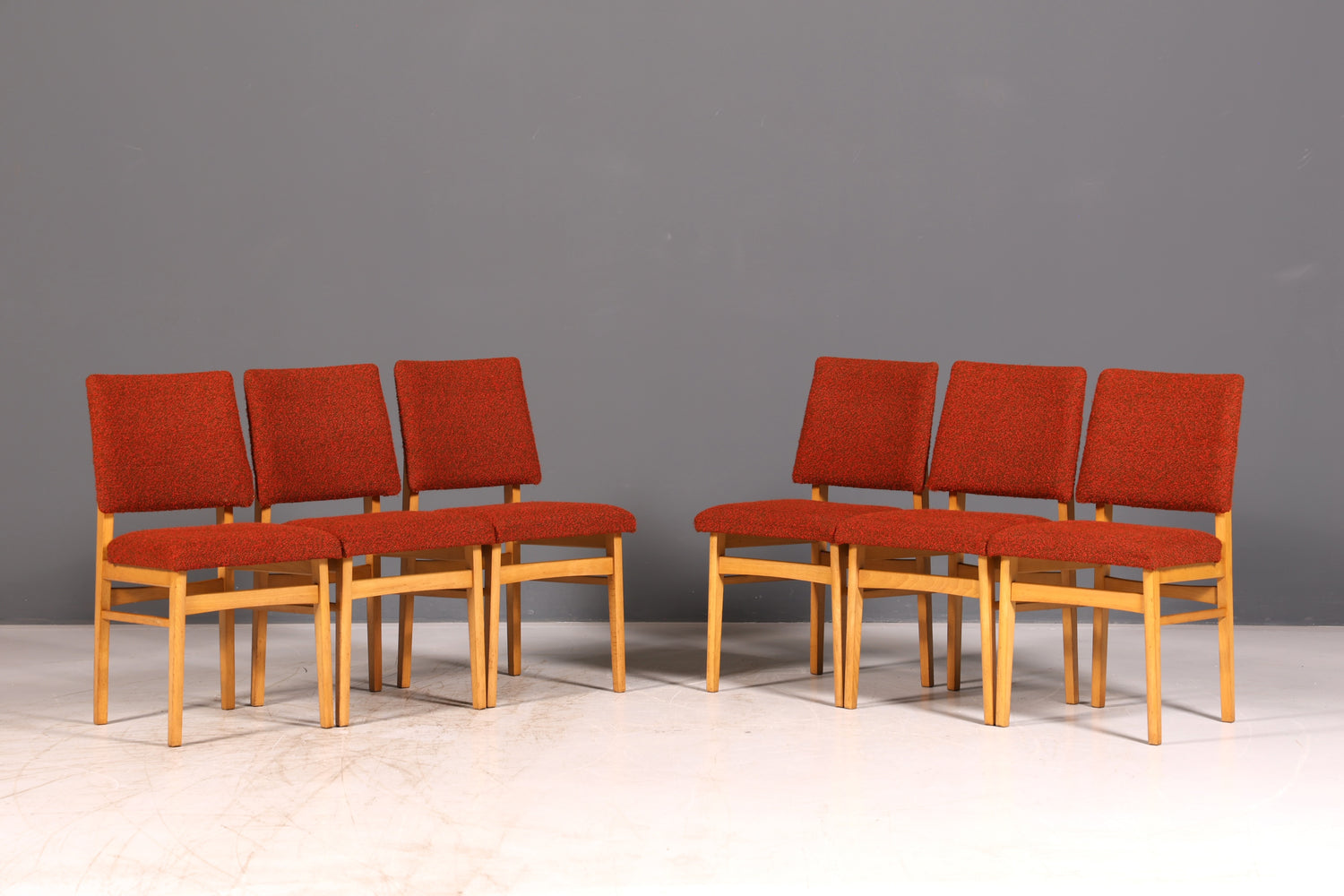 Edles 6er-Set Mid Century Esszimmerstühle Vintage Stuhl Set Küchenstühle Stuhlset Retro Polsterstuhl 60er