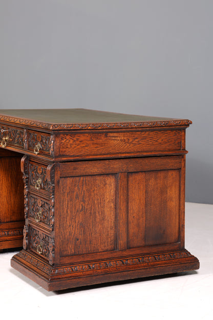 Imposanter Neorenaissance Schreibtisch Herrenzimmer Bürotisch Antik Office Table