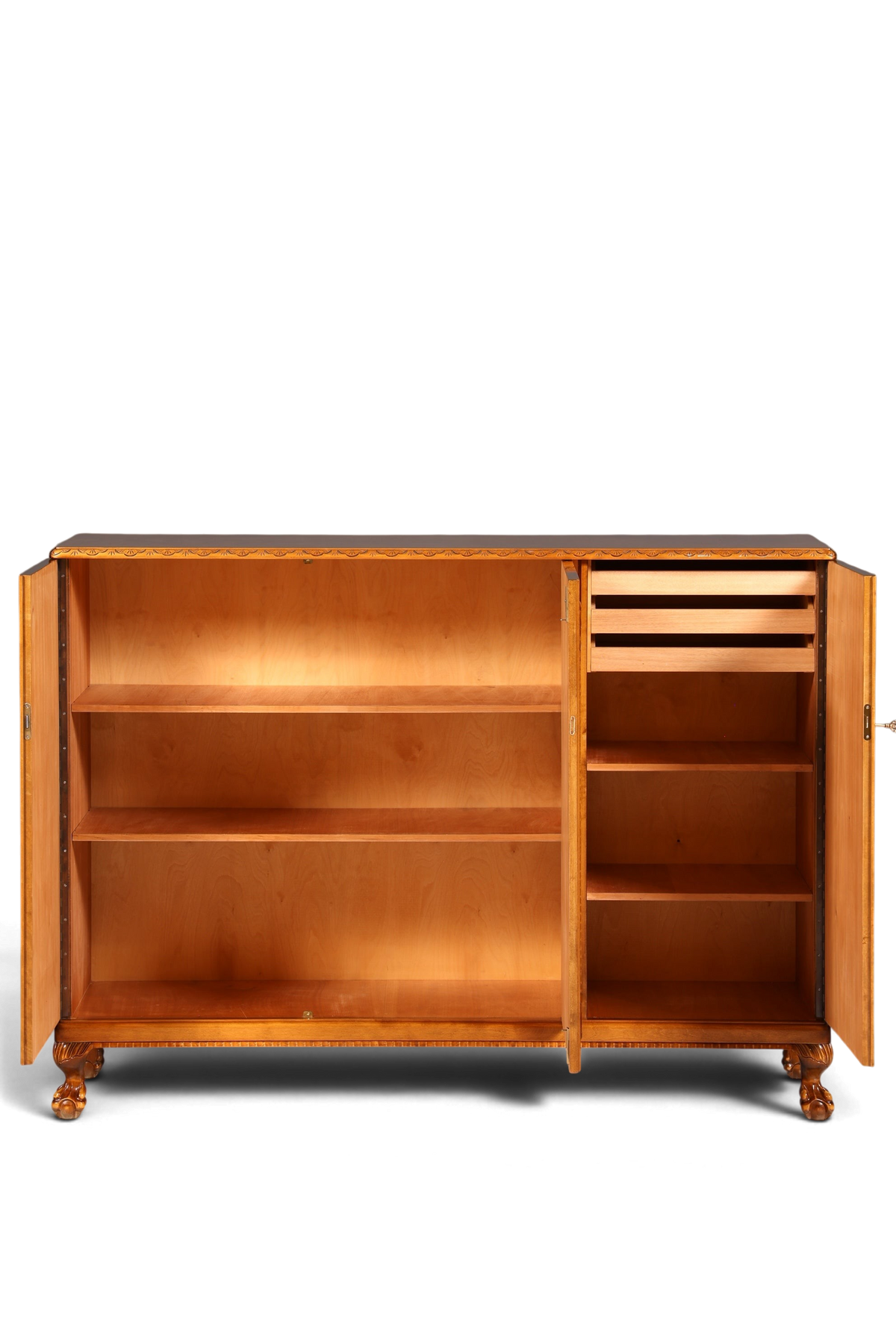 Edler Chippendale Schrank Barock Stil Vertiko Highboard Antik 50s 60s Kommode Aktenschrank Wäscheschrank