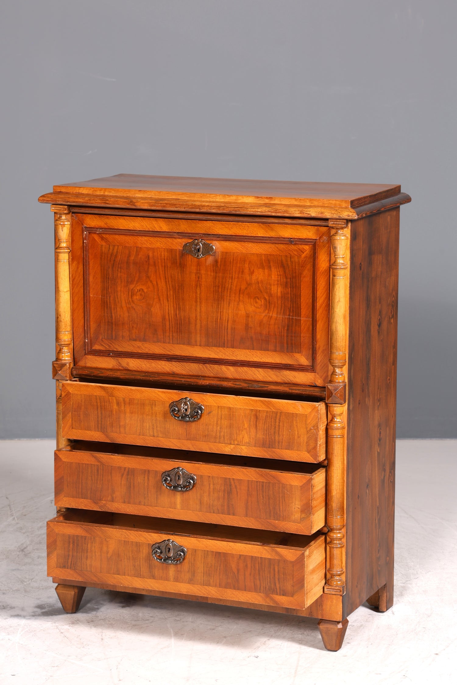 Stilvoller Gründerzeit Sekretär Vertiko Highboard Louis Philippe Kommode Sekretär Schrank um 1880