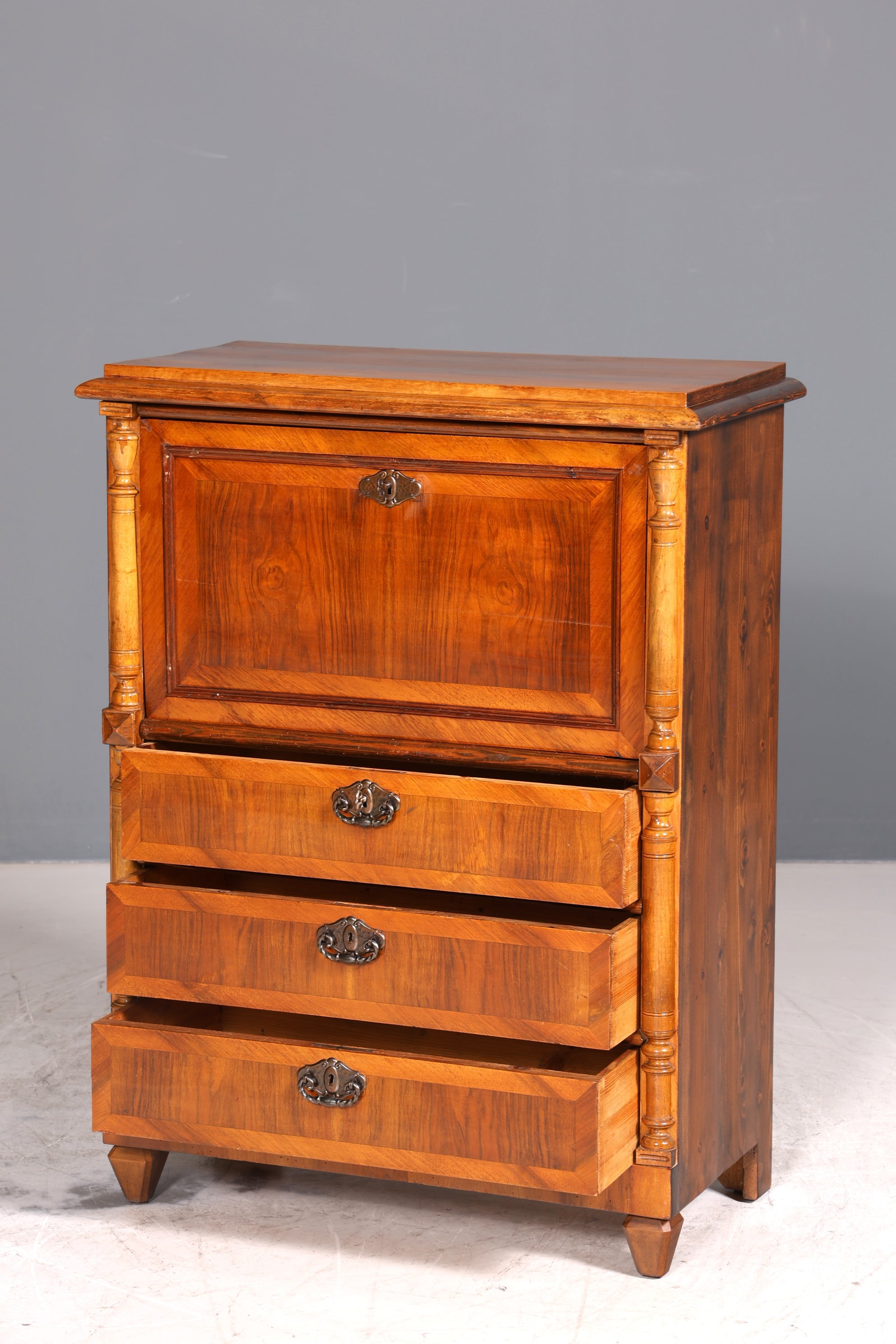 Stilvoller Gründerzeit Sekretär Vertiko Highboard Louis Philippe Kommode Sekretär Schrank um 1880