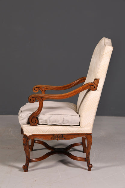 Élégant fauteuil à accoudoirs Louis-Philippe, fauteuil antique de style Gründerzeit, secrétaire, chaise, fauteuil rembourré, 2 sur 2