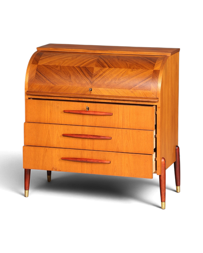 Schlichter Mid Century Rollladen Sekretär von Bröderna Gustafssons Büro Schrank Schreibkommode 60s Schreibmöbel