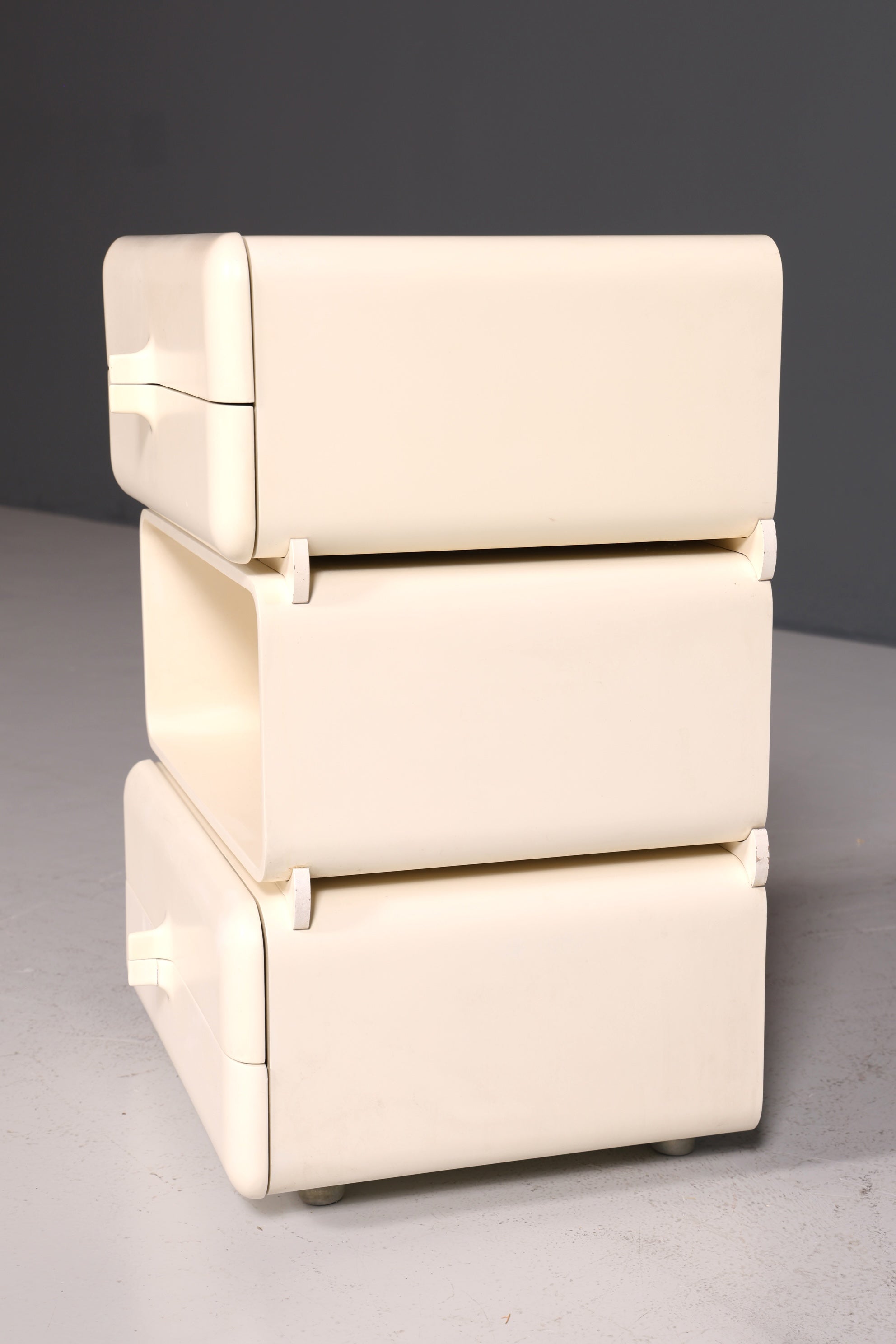 Commode rare du milieu du siècle, table de chevet modulaire style futuriste, design français, commode vintage, 4 sur 5