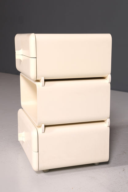 Commode rare du milieu du siècle, table de chevet modulaire style futuriste, design français, commode vintage, 4 sur 5