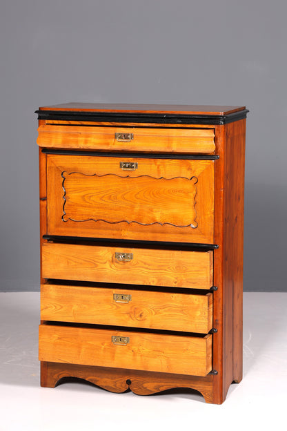 Secrétaire onirique Louis Philippe vers 1880, meuble ancien Gründerzeit, chiffonnier