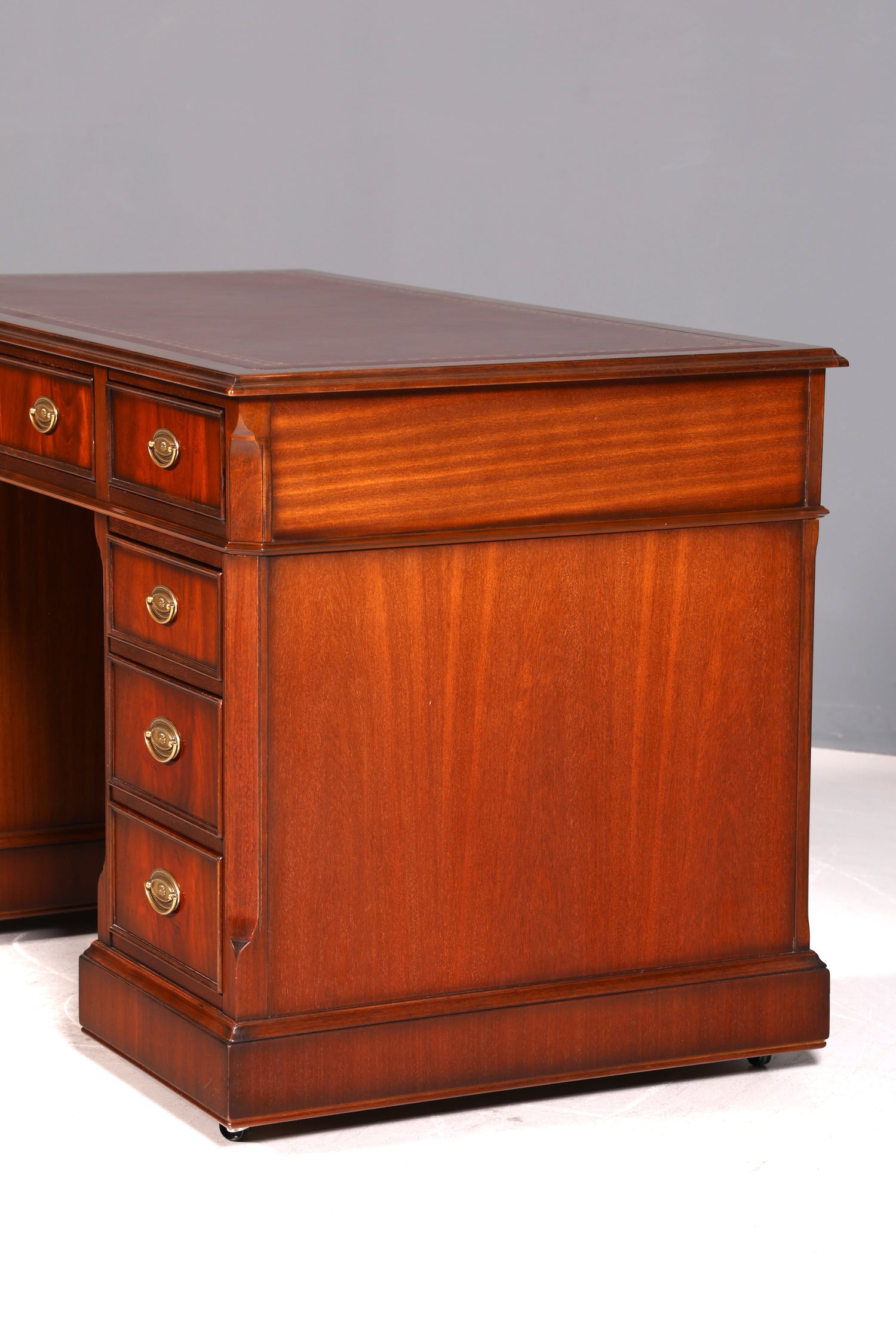 Wunderschöner Original Heldense Englischer Schreibtisch Echt Lederauflage Bürotisch Antik Office Desk