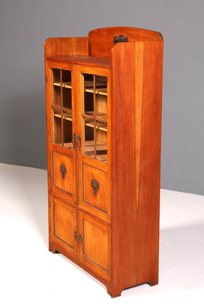 Traumhafte Jugendstil Vitrine Antik Holz Bücherschrank Eiche Antik Schrank Geschirrschrank
