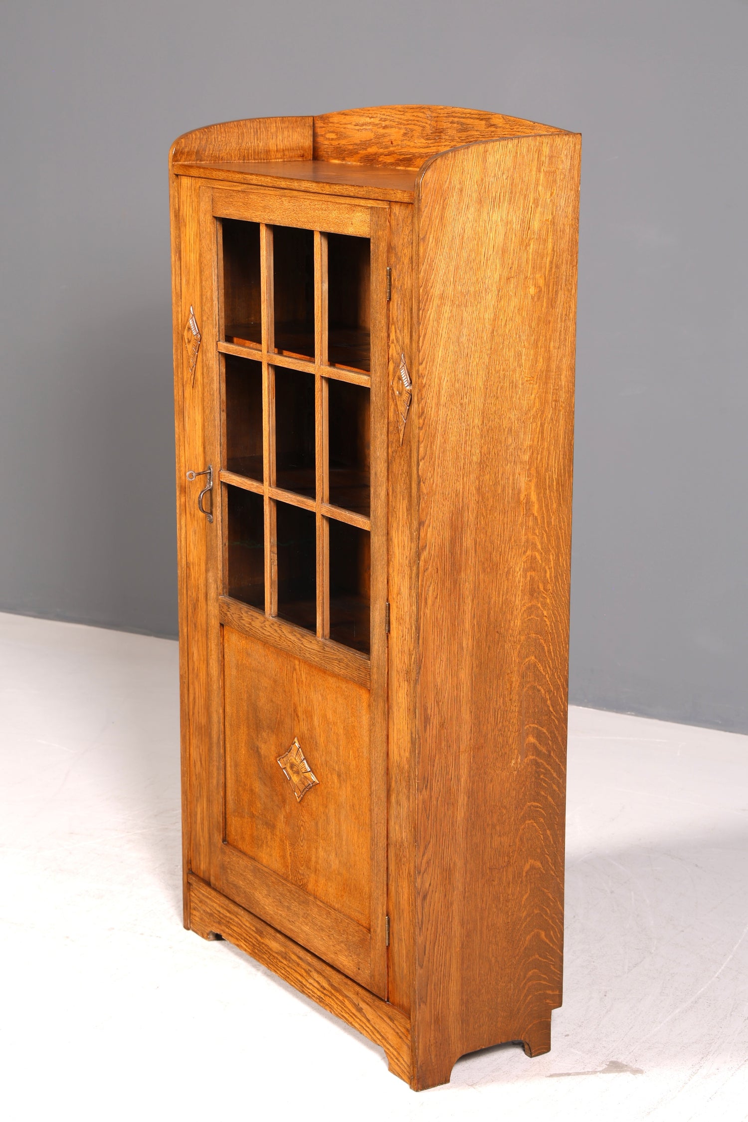 Traumhafte Jugendstil Vitrine Eiche Antik Bücherschrank Schrank Geschirrschrank Glasvitrine