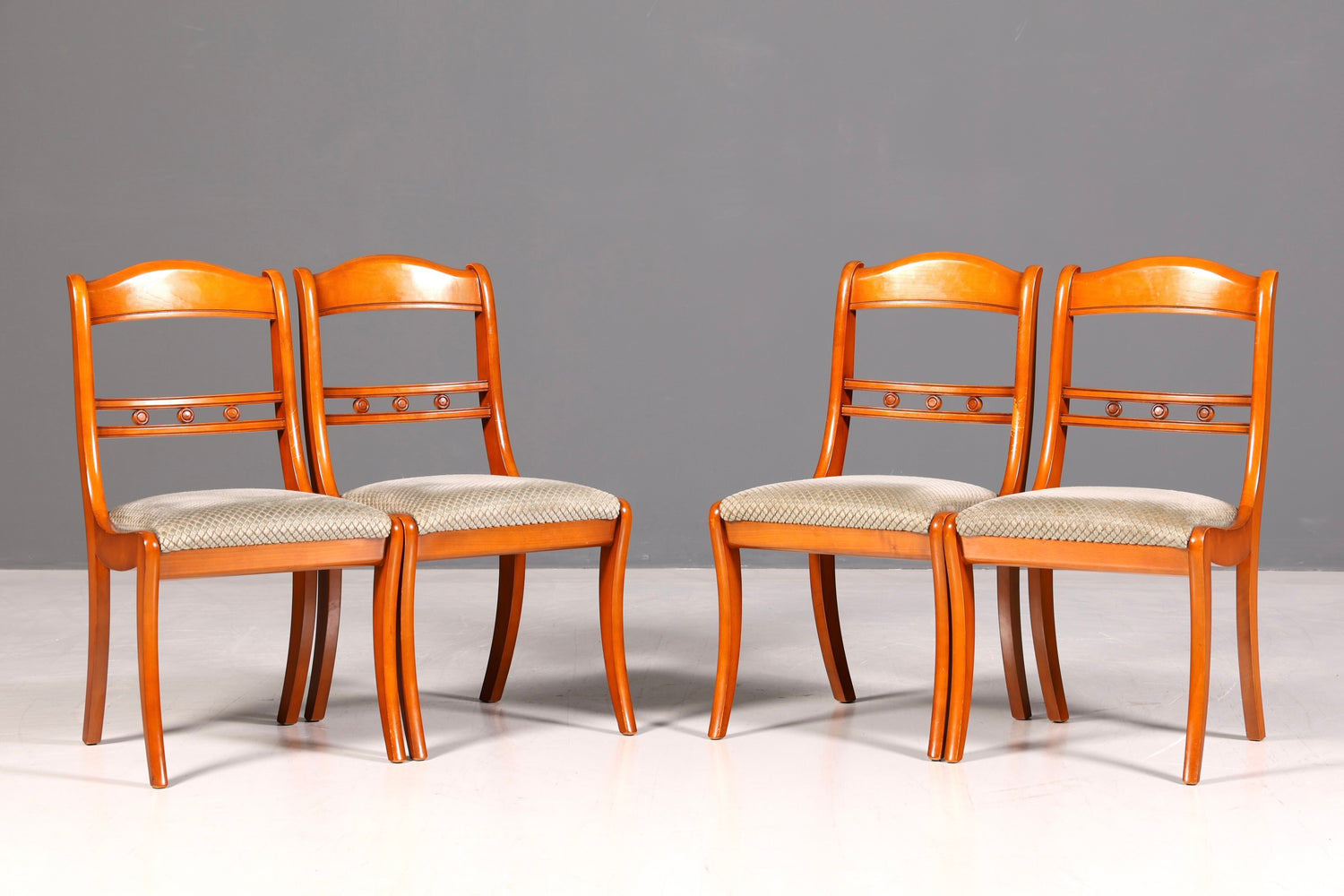4x Englische Stühle Set Regency Dining Chairs Antik Esszimmerstühle Küchenstühle Stuhlset Vintage 60er