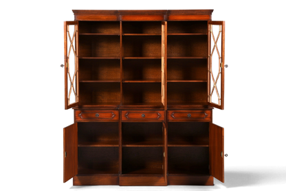 Hauptstadt Möblerei englische Mahagoni Vitrine mit Sprossentüren und offenem Stauraum im Bibliotheks-Stil
