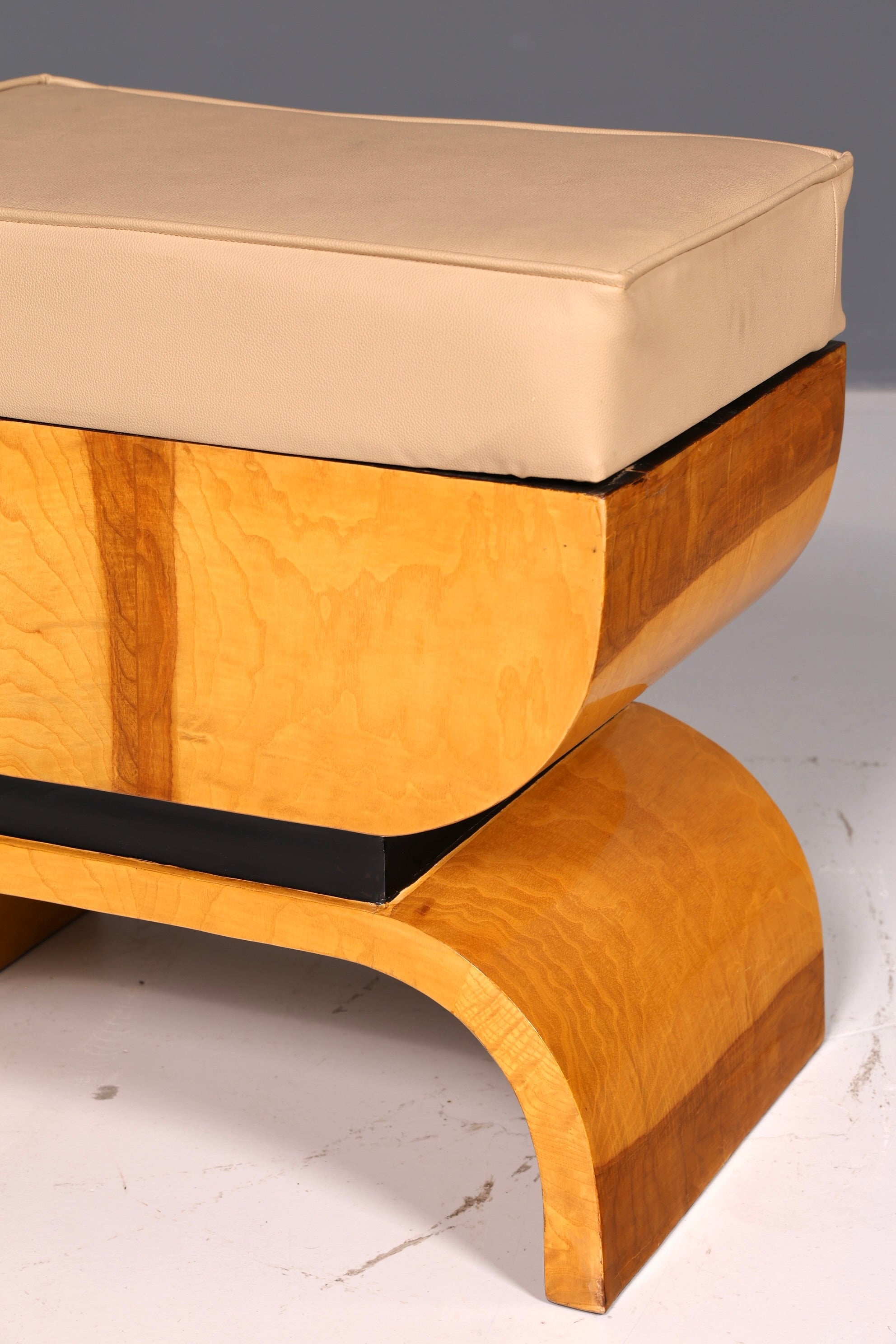Magnifique tabouret de style Art déco en bouleau, tabouret d’assise, repose-pieds, banc repose-pieds, antique vintage