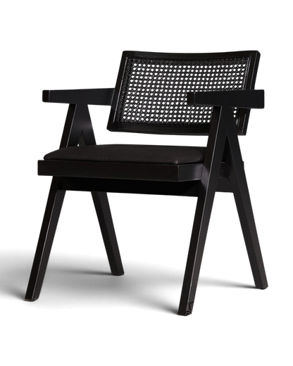 Sehr edler Korbgeflecht Stuhl "Vienna Black +" Armlehnsessel Bauhaus Relax Lounge Chair Stuhl Esszimmer Stuhl Küchenstuhl