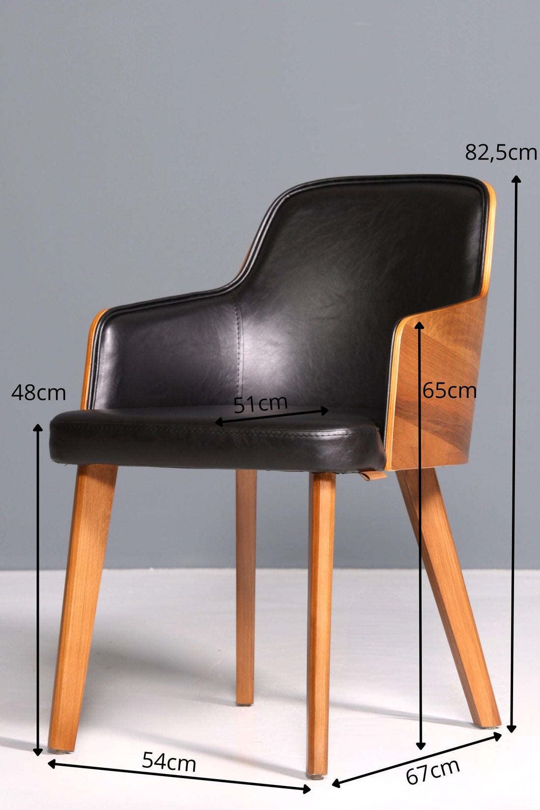 Edler Armlehnstuhl "Paolo- Black" Nussbaum Esszimmerstuhl Küchenstuhl schwarzer Sekretär Stuhl