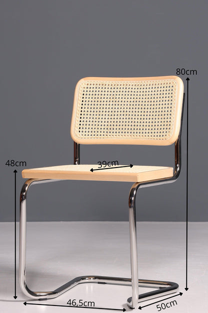 Korbgeflecht Freischwinger Stuhl "Milano" Made in Italy Beige Wippstuhl Küchenstuhl Esszimmer Stuhl