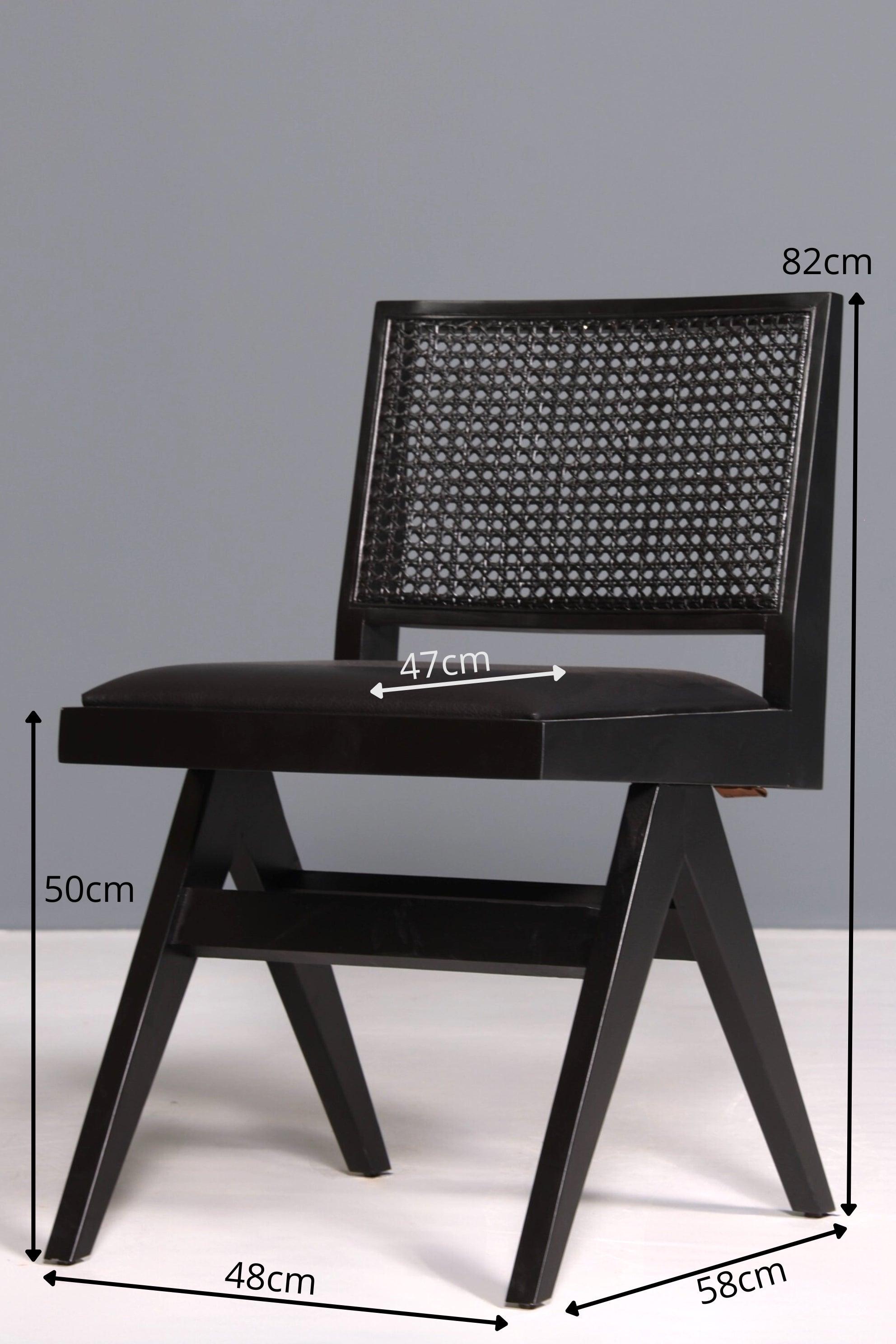 Sehr edler Korbgeflecht Stuhl "Vienna Black" schwarzer Bauhaus Relax Lounge Chair Küchenstuhl Sekretär Stuhl