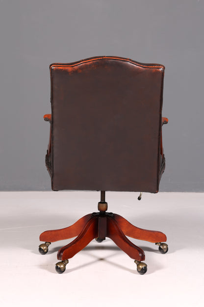Wunderschöner Original Chesterfield Centurion Bürosessel Echt Leder Englisch Bürostuhl Office Chair