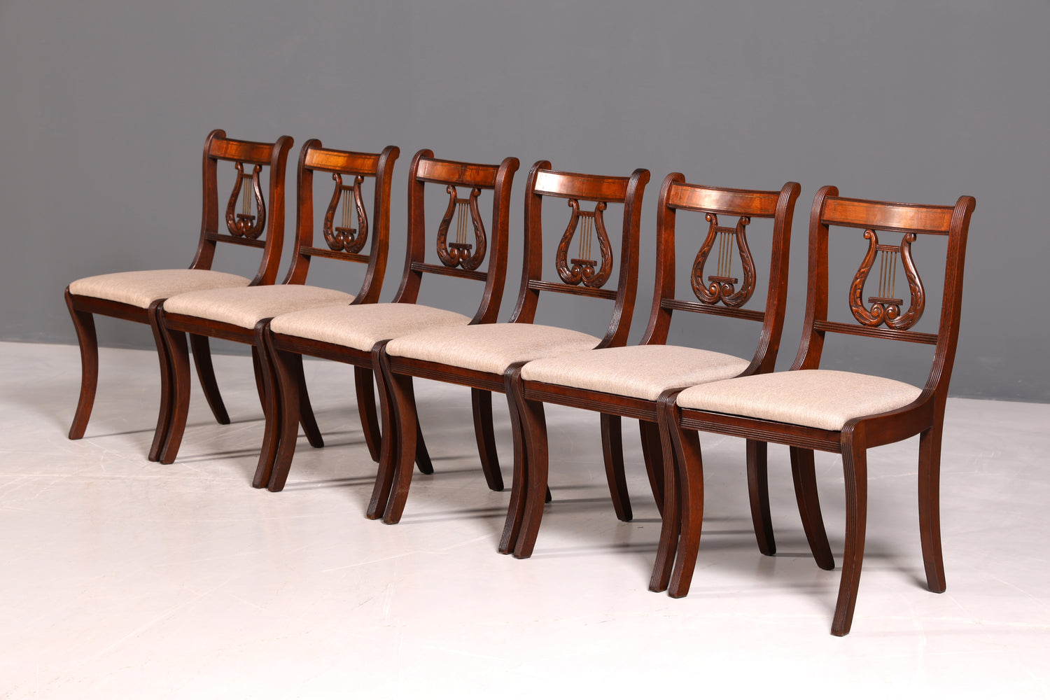 G211 Finish cm 6x Edle Englische Stühle Englisch Dining Chairs Antik 60er Jahre Regency Küchenstühle Stuhlset (Kopie 2)