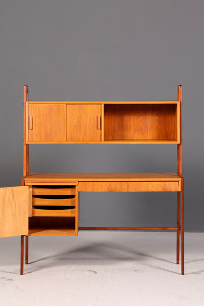 Wunderschöner Mid Century Schreibtisch mit Regalaufsatz Teak Danish Design Bürotisch Vintage 60s