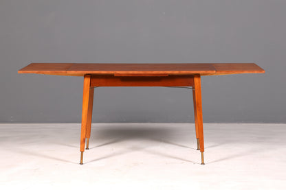Magnifique table de cuisine du milieu du siècle, table vintage extensible et réglable en hauteur, table à manger en bois des années 60