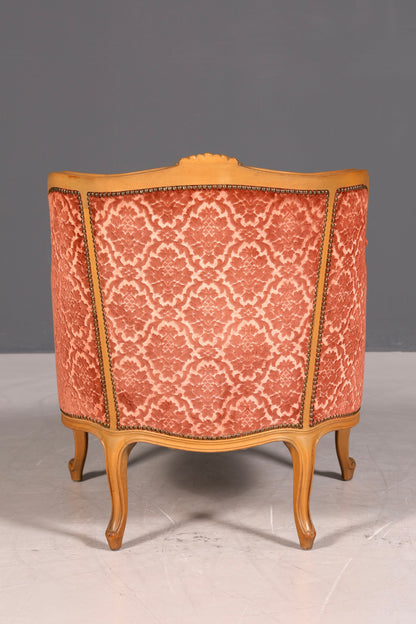Edler Chippendale Armlehnsessel Barock Stil Sessel Samt Stoff Armchair Sessel 1 von 2