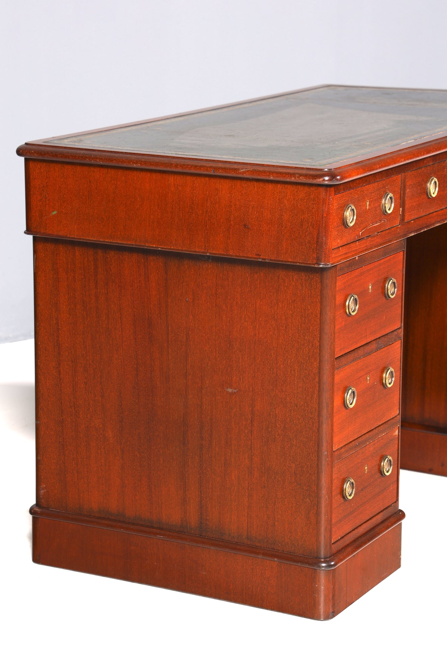 Bureau anglais de rêve avec plateau en cuir véritable, bureau de style antique