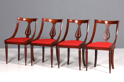 4x Edle Englische Stühle Englisch Gondelstuhl Set Dining Chairs Antik 60s Mahagoni Küchenstühle Stuhlset