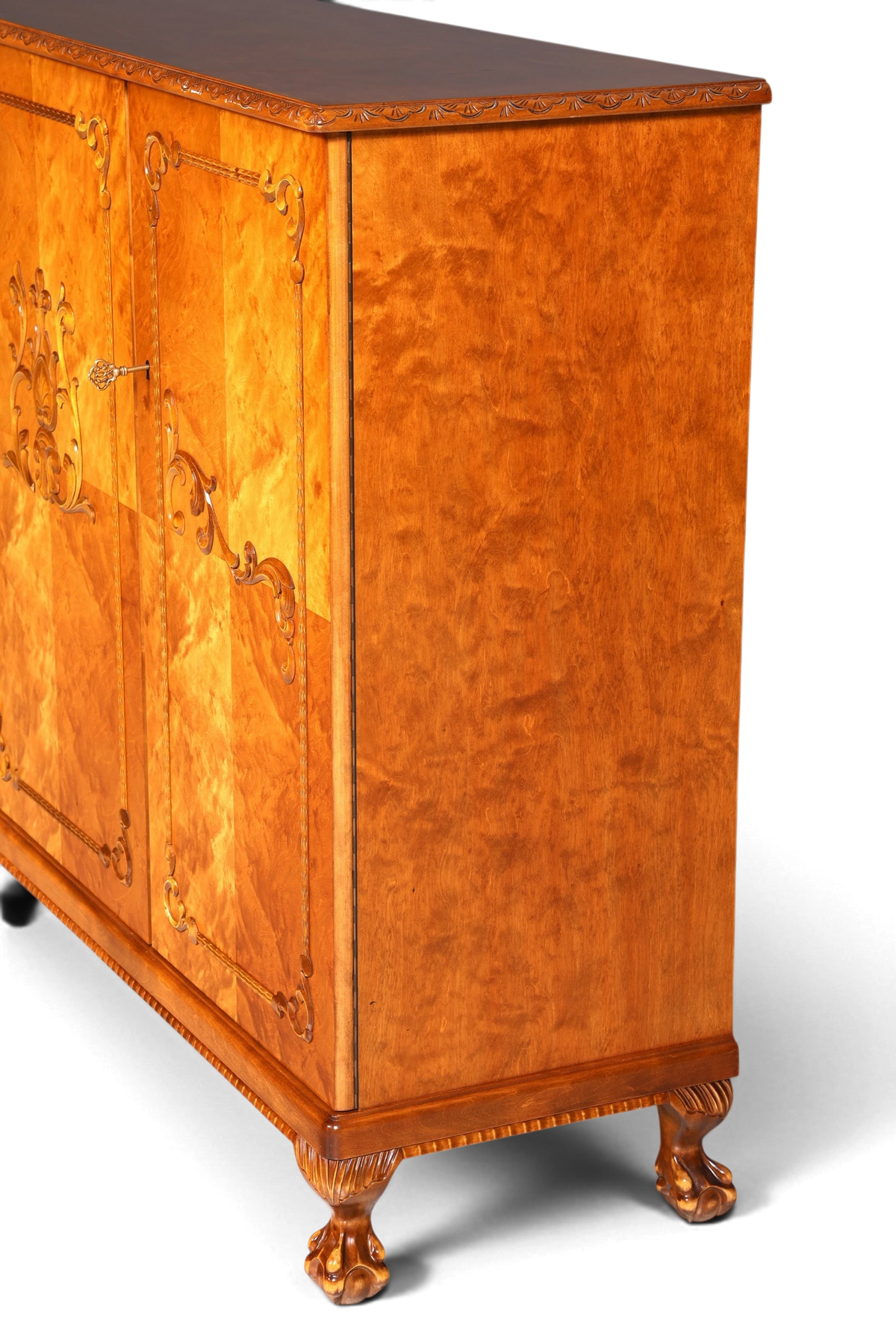 Edler Chippendale Schrank Barock Stil Vertiko Highboard Antik 50s 60s Kommode Aktenschrank Wäscheschrank