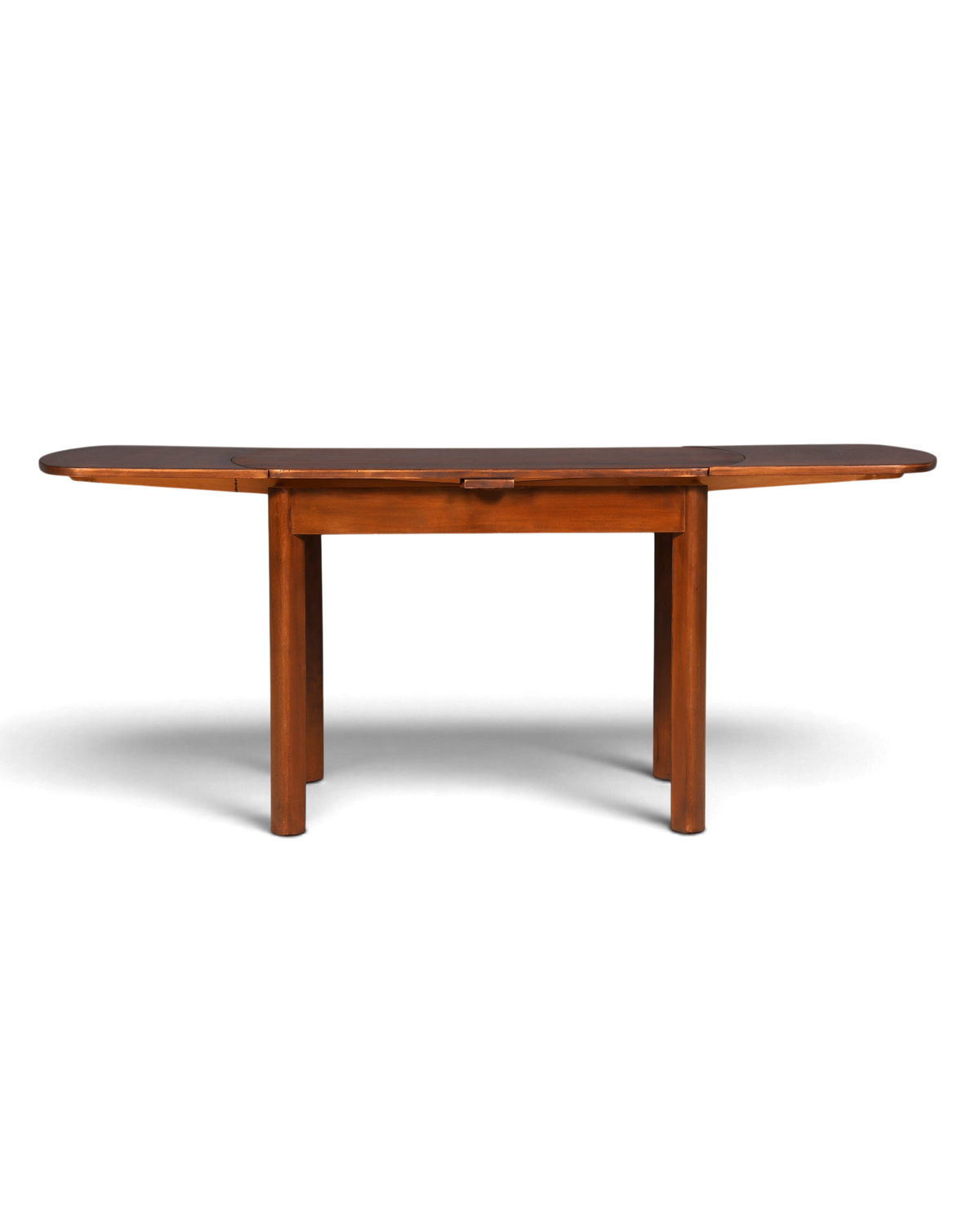 Hauptstadt Möblerei ausziehbarer Mid Century Esstisch aus braunem Echtholz im schlichten Vintage Design