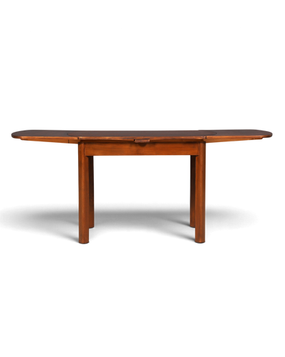 Hauptstadt Möblerei ausziehbarer Mid Century Esstisch aus braunem Echtholz im schlichten Vintage Design