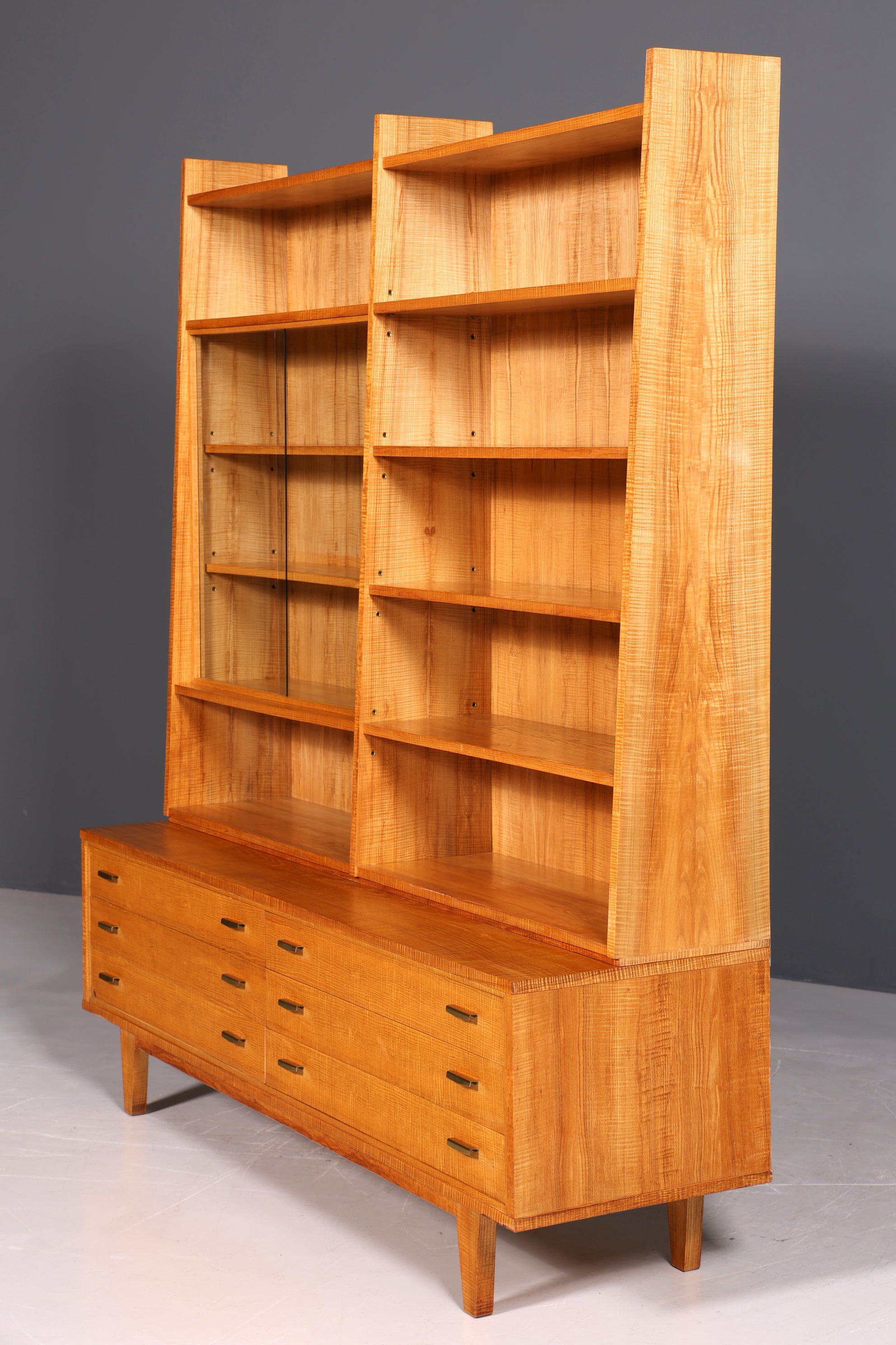 Magnifique bibliothèque XXL style milieu du siècle, étagère vintage en bois