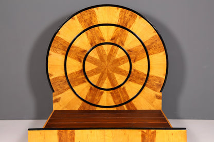 Außergewöhnliches Art Deco Stil Bettgestell "Sun" Birke Schlafzimmer Doppelbett Massivholz Handgefertigt